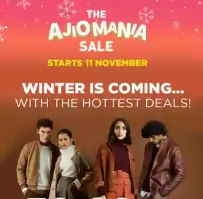 The Ajio Mania Sale : Upto 90% off on Clothing and Accessories + 5% extra discount (11th Nov-15th Nov)